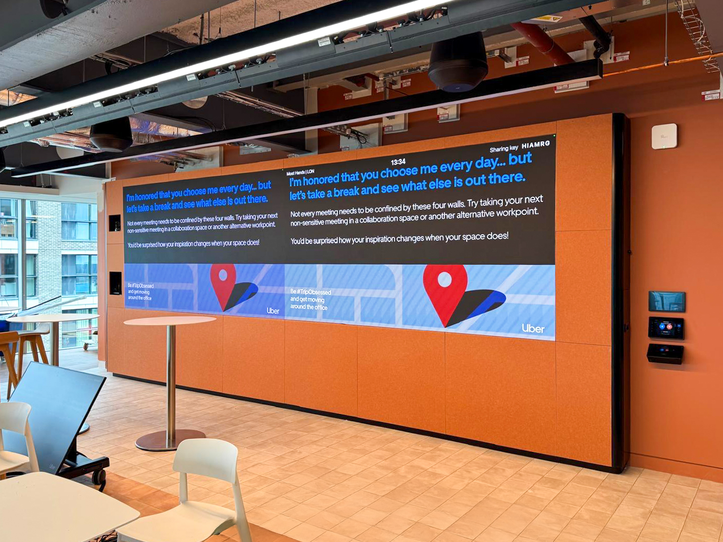 Urben media walls upgrade Uber London office