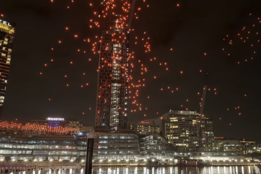Vivid Sydney drone show suspended after technical fault sends drones into harbour