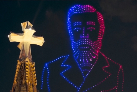 Gaudi towers over Sagrada Familia in centenary drone show celebration