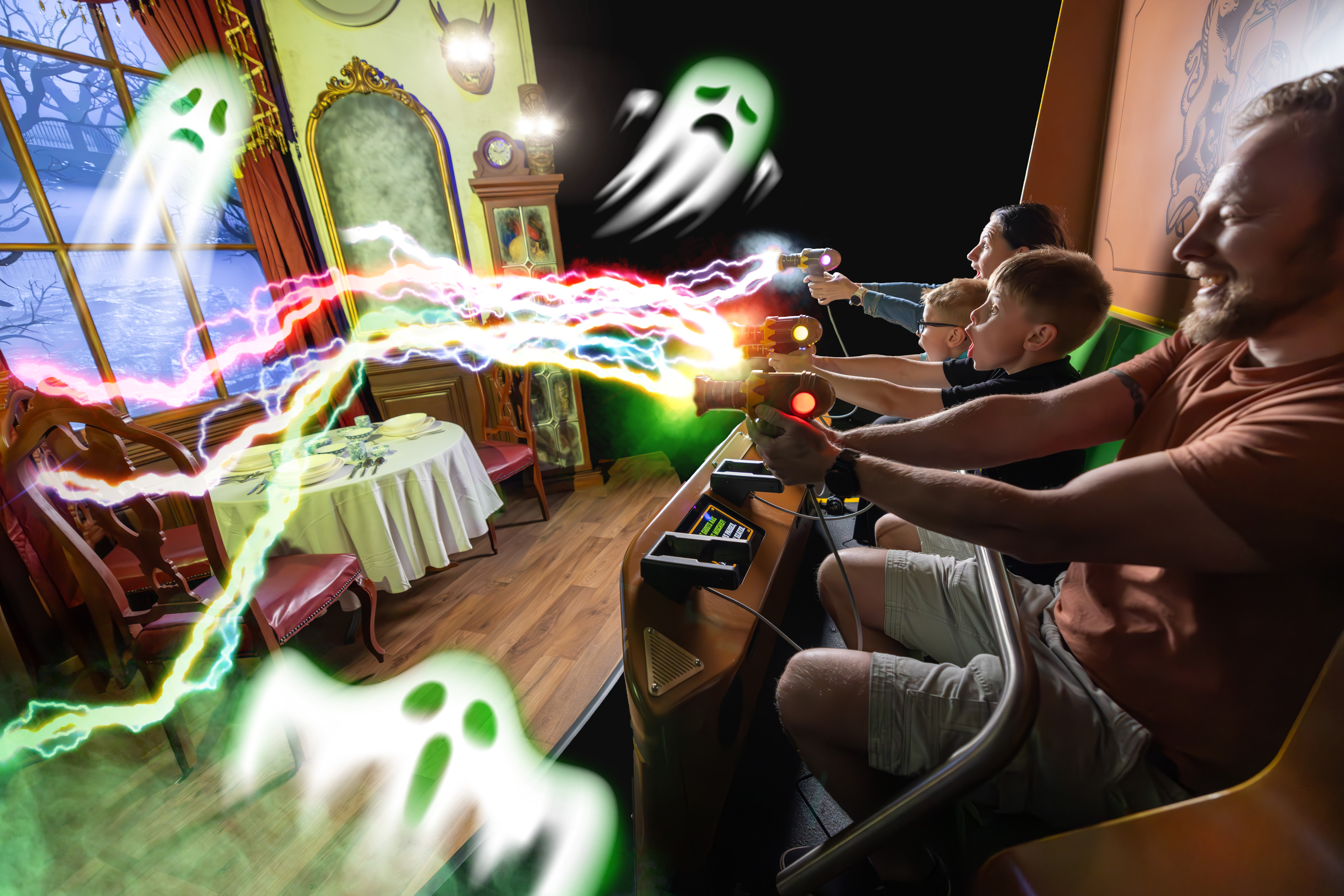 Ghostly Manor dark ride brought to life with Christie projection