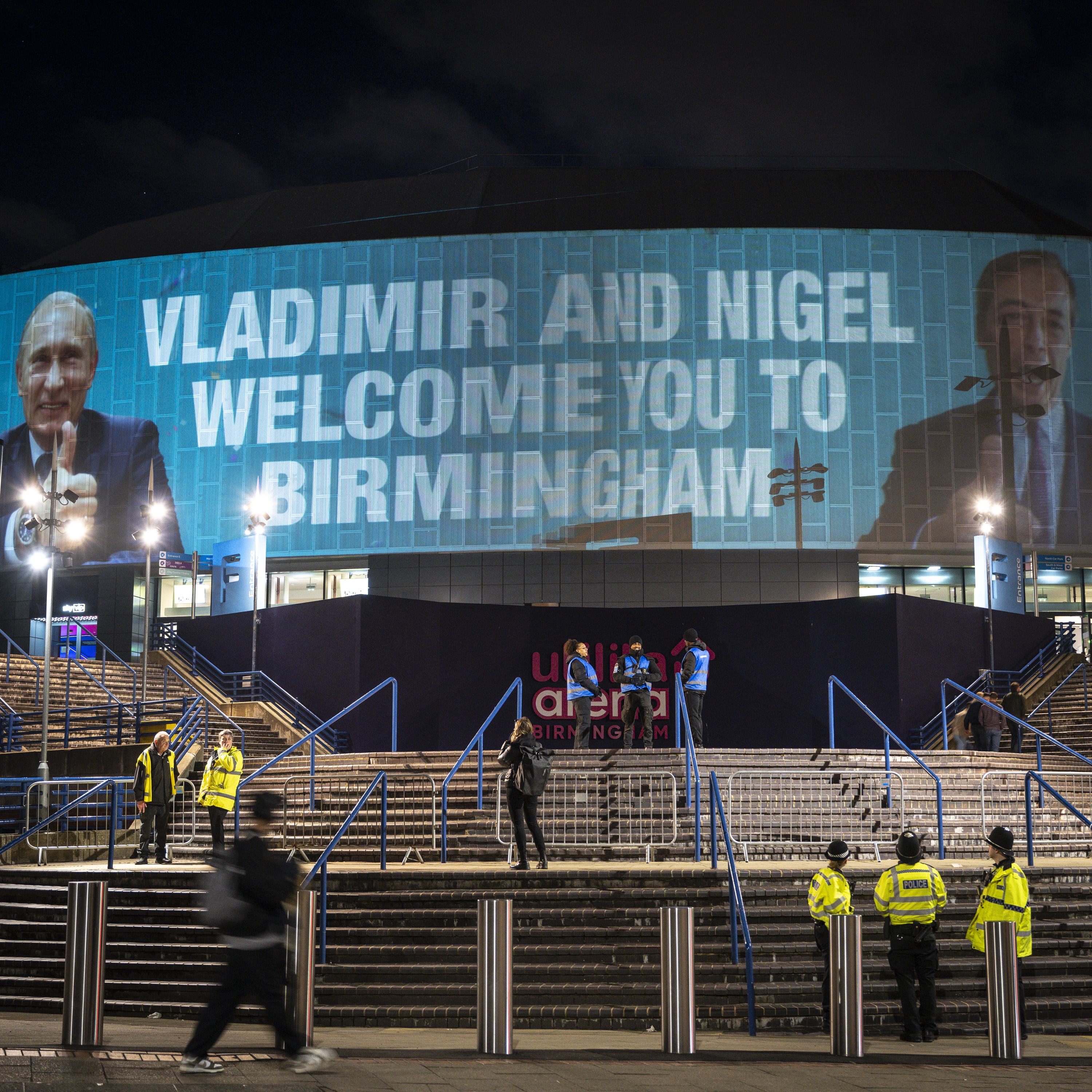 Campaign group takes over LED screen content at Reform UK rally
