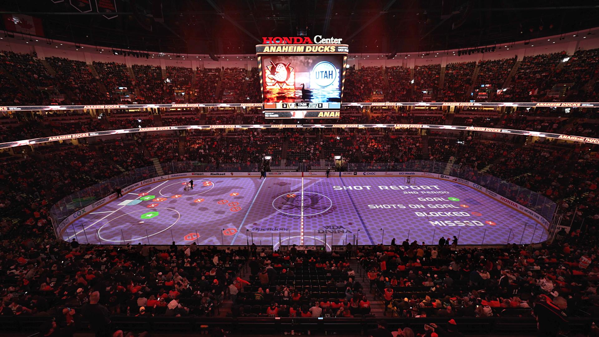 Pixera powers projection mapping on the ice at Honda Center